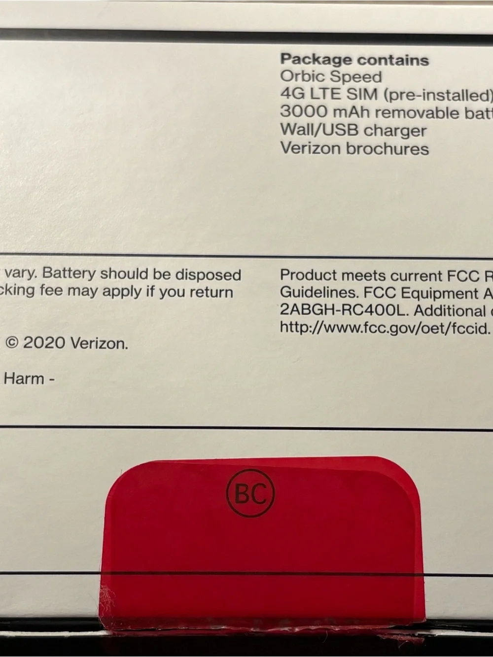 Orbic Speed RC400L Black Verizon 4G LtE Mobile Hotspot Router